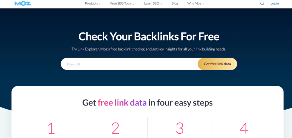 Moz Link Explorer home page